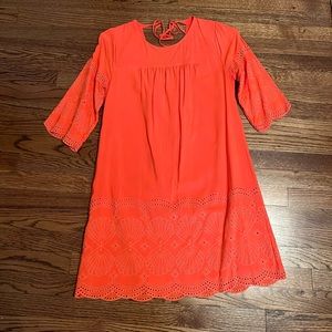 Salmon pink eyelit dress size 8